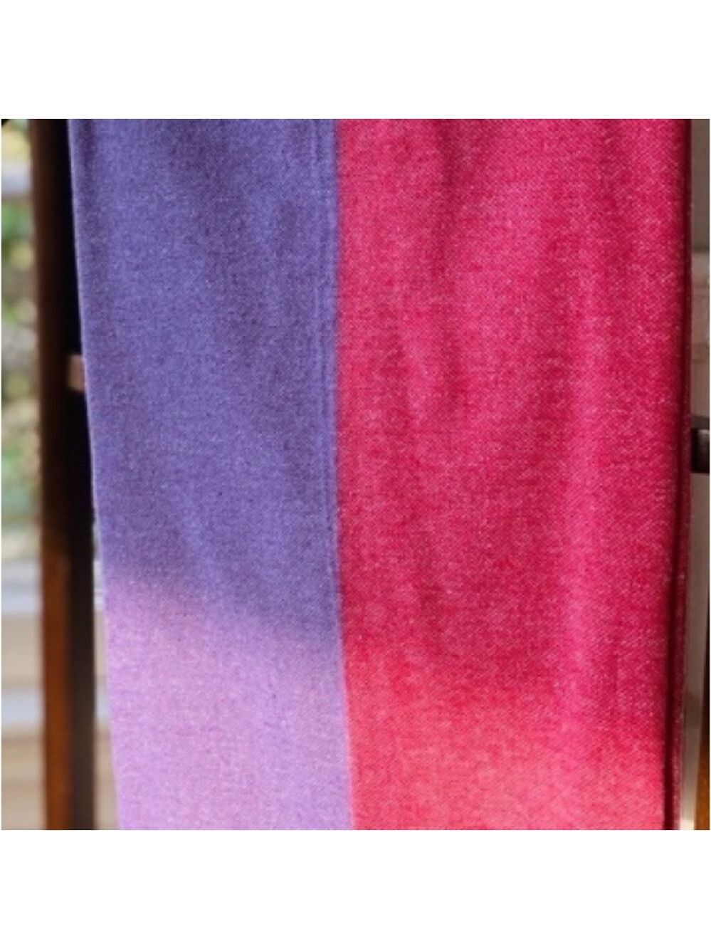 Loom Weave Color Block Travel Blanket Organic Cotton Red + Purple Hand Crafted